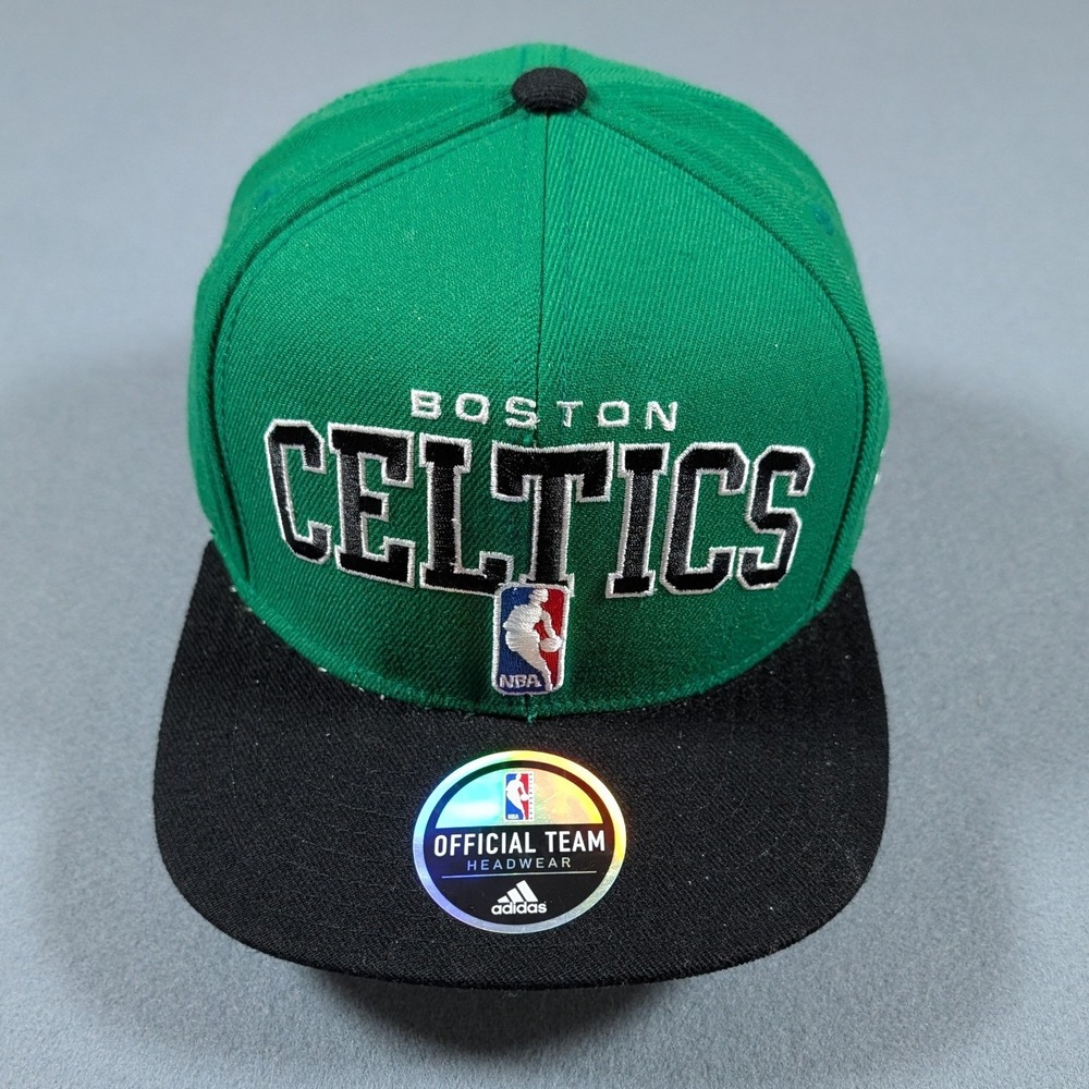 Boston Celtics Adidas Snapback Hat Mens One Size NBA Draft Cap Green Black
